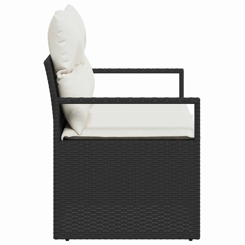 Gartensofa mit Kissen Schwarz 120 x 62 x 69cm Poly-Rattan